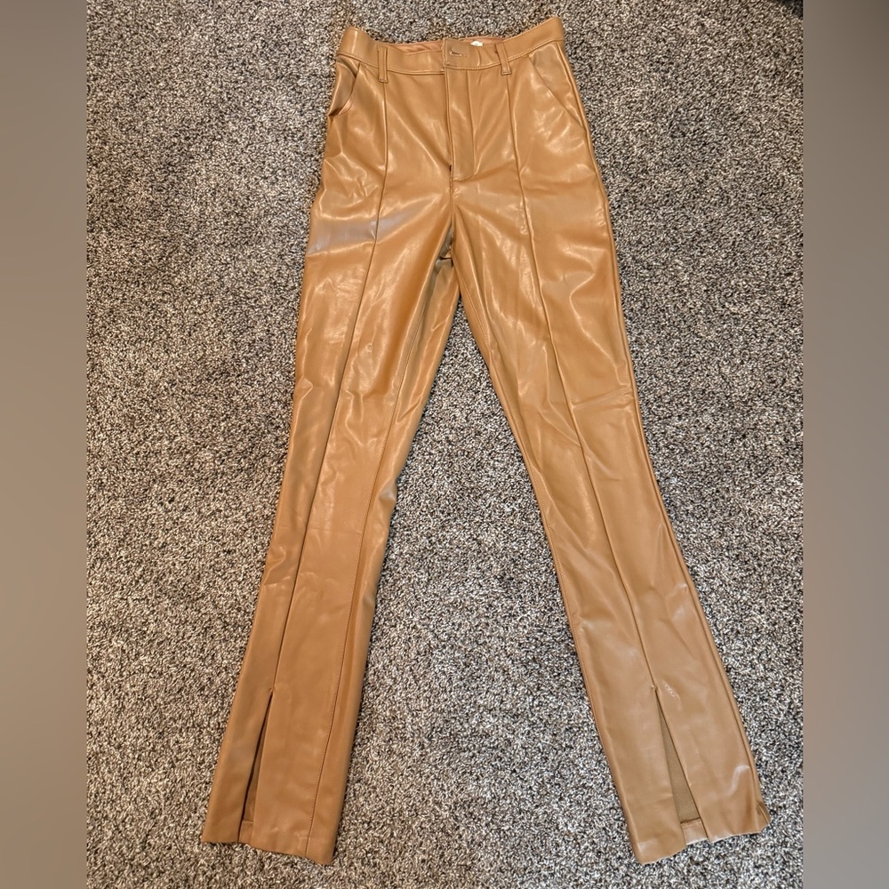 Abercrombie Tan Faux Leather Pants